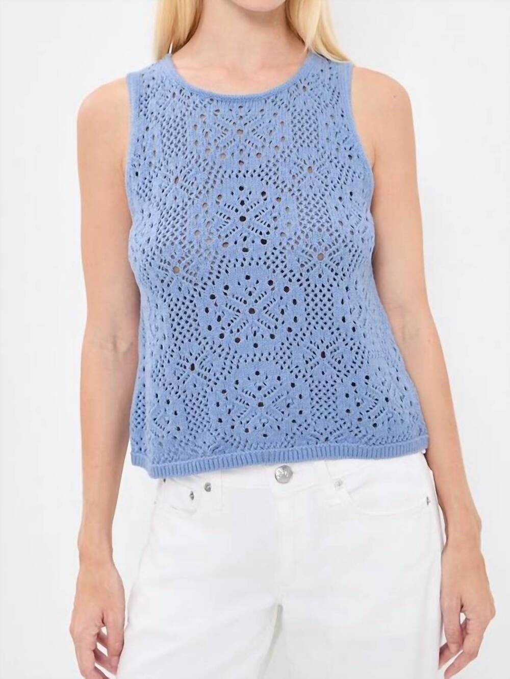 NEW SPLENDID beckham crochet sweater tank top in azure